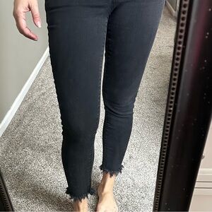 Democracy Black Ankle Jeans with Frayed Hem